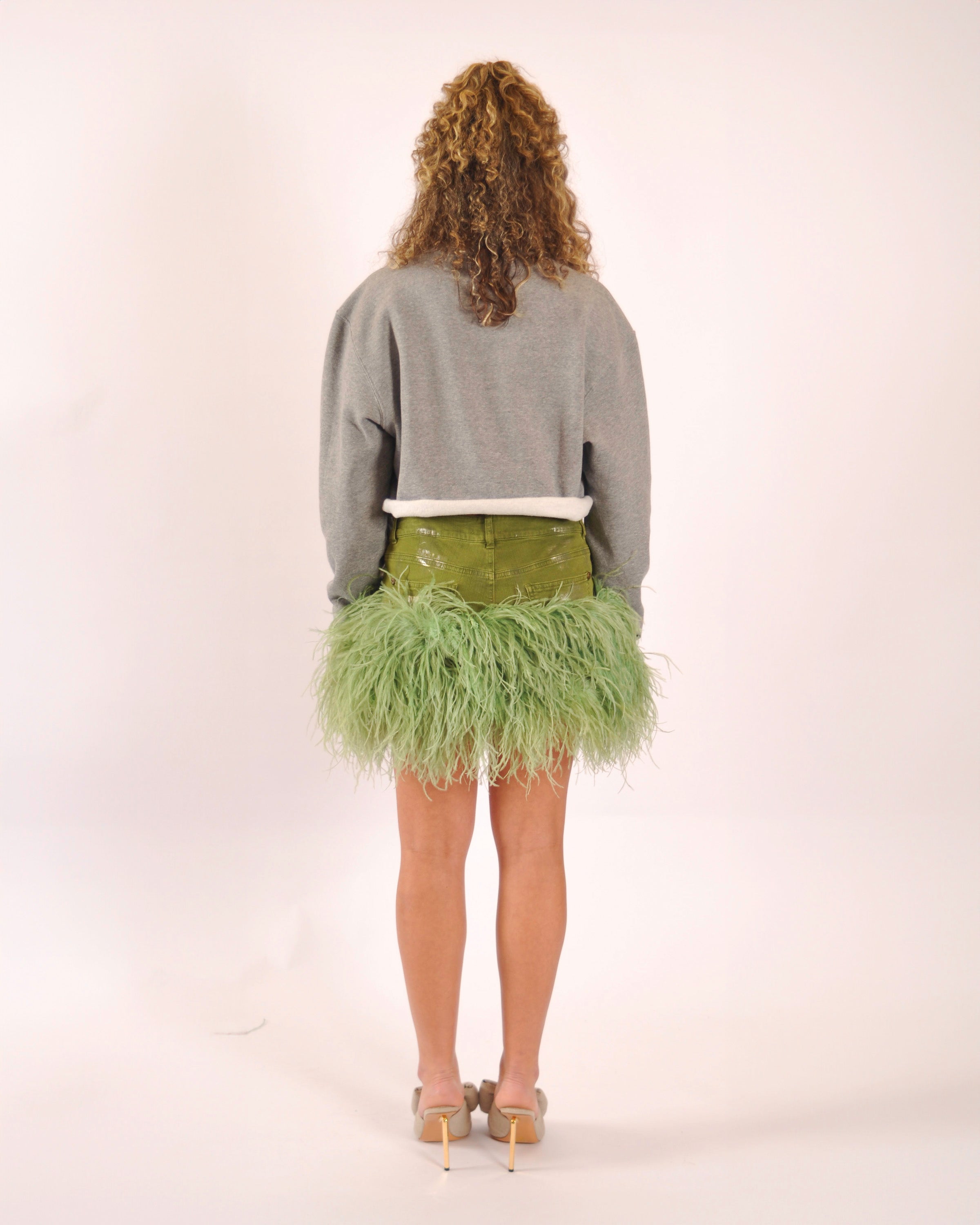 Chanel x Marabou Fur Skirt - Sage Green