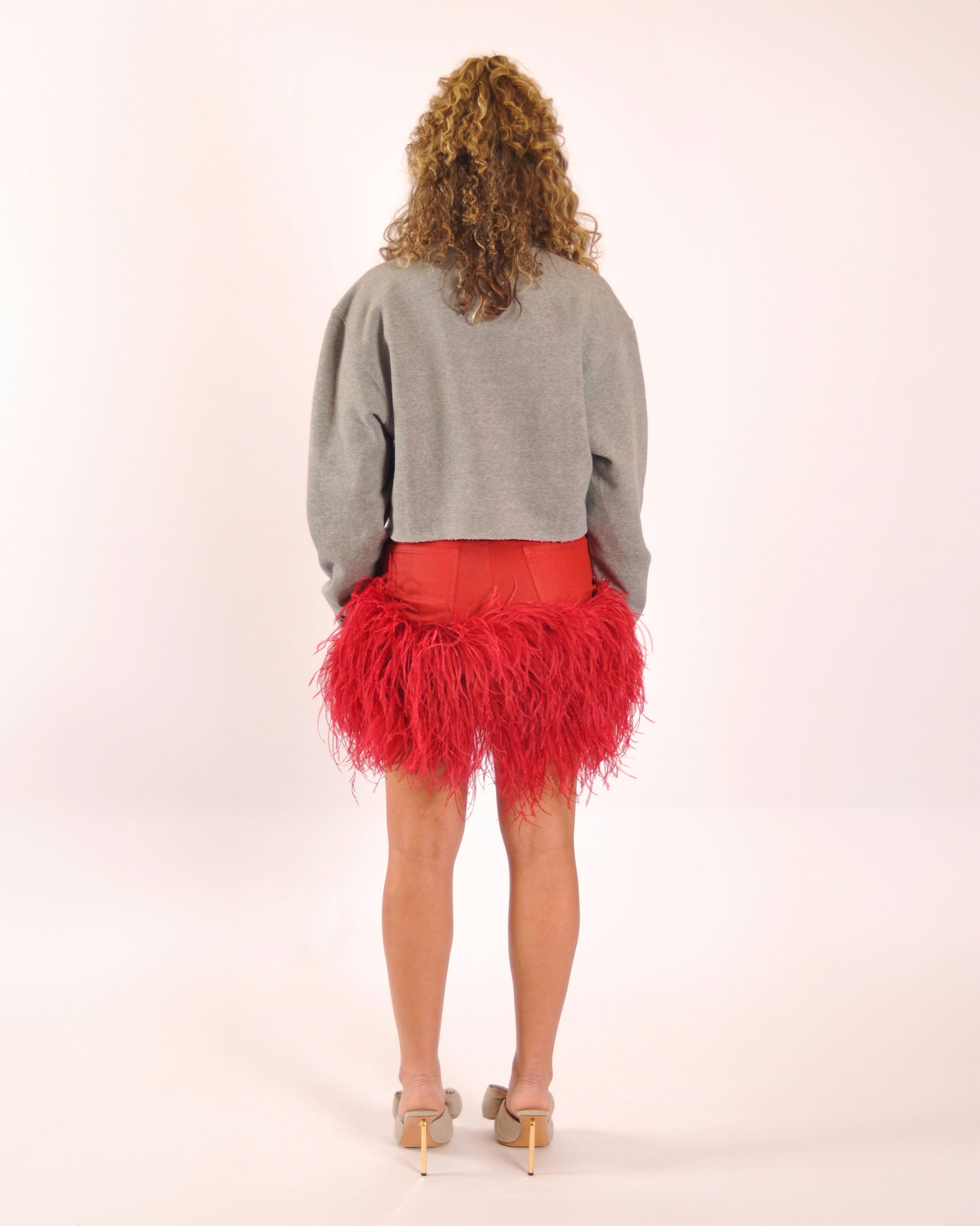 Chanel x Marabou Fur Skirt - Red