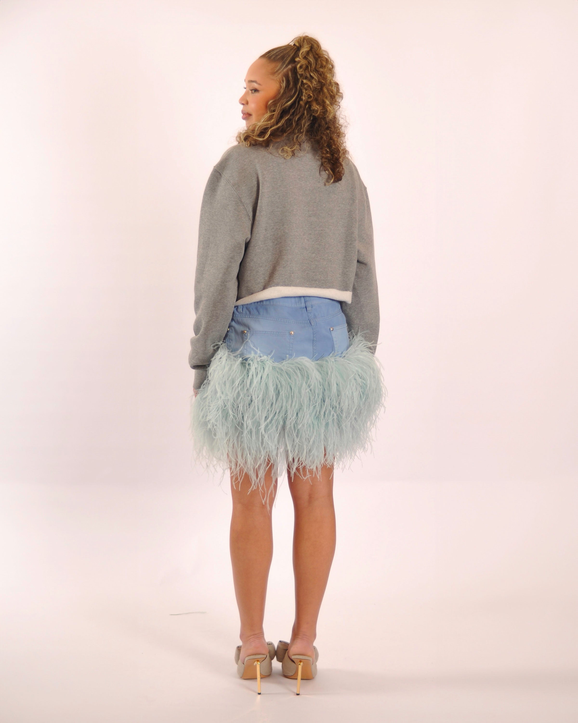 Chanel x Marabou Fur Skirt - Light Blue