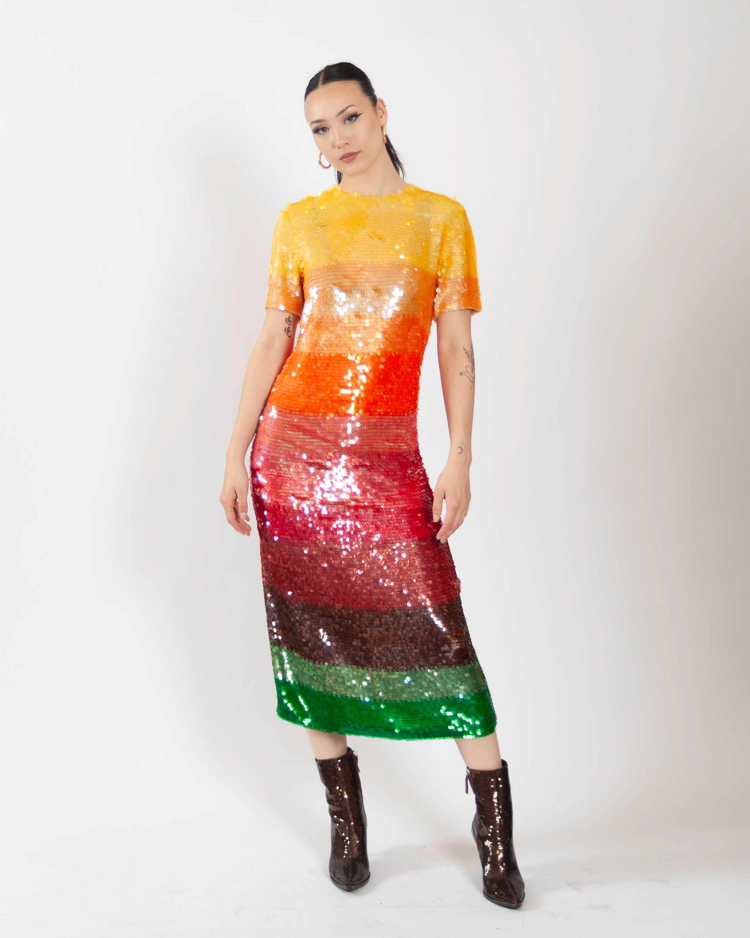 Ashish Striped Sequinned Dress